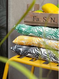 Outdoor-Sitzkissen Gomera mit Blattmuster, 100% Polyester, Gelb, 40 x 40 cm