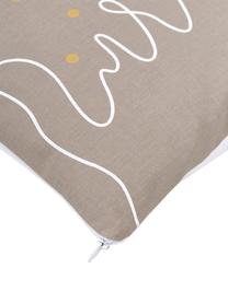 Housse de coussin beige 45x45 pur coton Lines Tree, 100 % coton bio, Beige, larg. 45 x long. 45 cm