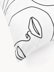Baumwollperkal-Kopfkissenbezüge Aria mit One Line Zeichnung, 2 Stück, Webart: Perkal Fadendichte 180 TC, Weiß, Schwarz, B 40 x L 80 cm