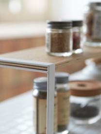 Küchen-Aufbewahrungstablett Tosca, Tablett: Holz, Gestell: Stahl, pulverbeschichtet, Holz, Weiss, B 40 x H 16 cm