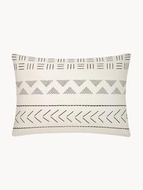 Funda de almohada de algodón Kohana, estilo boho, Blanco crema, negro, An 50 x L 70 cm