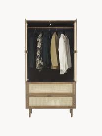 Petite armoire en cannage Aries, 2 portes, Bois foncé laqué, larg. 100 x haut. 194 cm