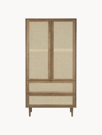 Petite armoire en cannage Aries, 2 portes, Bois foncé laqué, larg. 100 x haut. 194 cm