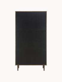 Armario pequeño con tejido vienés Aries, 2 puertas, Estructura: aglomerado con chapa de m, Patas: madera de roble maciza, Madera barnizada oscura, An 100 x Al 194 cm