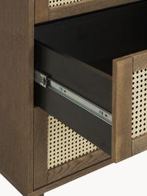 Armario pequeño con tejido vienés Aries, 2 puertas, Estructura: aglomerado con chapa de m, Patas: madera de roble maciza, Madera barnizada oscura, An 100 x Al 194 cm