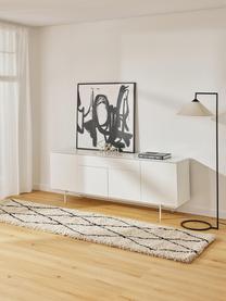 Pluizige hoogpolige loper Naima, handgetuft, Onderzijde: 100% katoen Het materiaal, Beige, zwart, 80 x L 200 cm