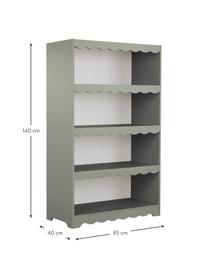 Libreria per bambini Pamplona, Ripiani: pannello di fibra a media, Grigio verde, Larg. 85 x Alt. 140 cm