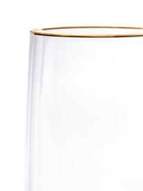 Mundgeblasene Glas-Vase Myla mit goldfarbenem Rand, Glas, Transparent, Ø 14 x H 28 cm