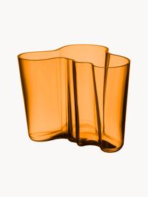 Ručne fúkaná váza Alvar Aalto, V 16 cm, Fúkané sklo, Oranžová, priehľadná, Š 21 x V 16 cm