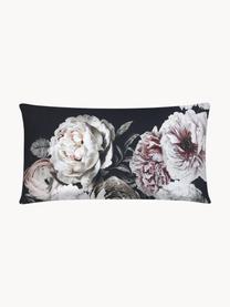 Funda de almohada de satén Blossom, 45 x 85 cm, Negro, multicolor, An 45 x L 85 cm