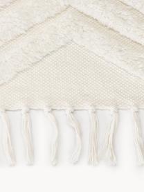 Handgeweven katoenen loper Ziggy met verhoogd hoog-laag patroon, 100% katoen, Crèmewit, B 80 x L 200 cm