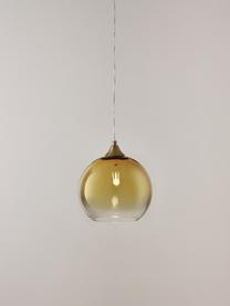 Lampada a sospensione con sfera Mineleo, Paralume: vetro, Baldacchino: metallo spazzolato, Dorato, trasparente, Ø 25 x Alt. 90 cm