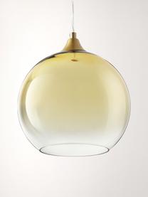 Lampada a sospensione con sfera Mineleo, Paralume: vetro, Baldacchino: metallo spazzolato, Dorato, trasparente, Ø 25 x Alt. 90 cm