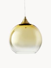 Lampada a sospensione con sfera Mineleo, Paralume: vetro, Baldacchino: metallo spazzolato, Dorato, trasparente, Ø 25 x Alt. 90 cm