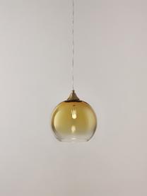 Kugel-Pendelleuchte Mineleo, Lampenschirm: Glas, Baldachin: Metall, gebürstet, Goldfarben, Transparent, Ø 25 cm