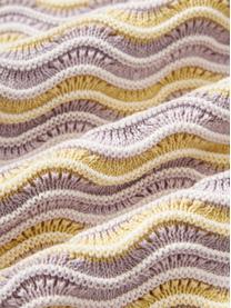 Copricuscino in cotone lavorato a maglia Emilio, 100% cotone, Lavanda, giallo chiaro, Larg. 45 x Lung. 45 cm