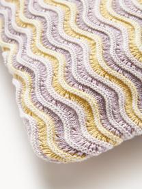 Copricuscino in cotone lavorato a maglia Emilio, 100% cotone, Lavanda, giallo chiaro, Larg. 45 x Lung. 45 cm