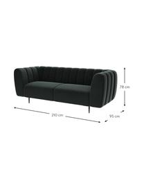 Sofa z aksamitu Shel (3-osobowa), Tapicerka: 100% aksamit poliestrowy, Stelaż: drewno liściaste, drewno , Nogi: metal powlekany Dzięki tk, Ciemny szary, S 210 x G 95 cm