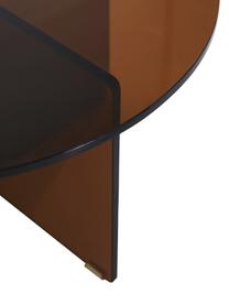 Tavolino rotondo da salotto con piano in vetro Iris, Struttura: vetro temperato, Marrone, semi trasparente, Ø 60 cm
