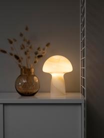 Kleine handgemaakte tafellamp Fungo, Lamp: glas, Wit, beige, Ø 16 x H 20 cm