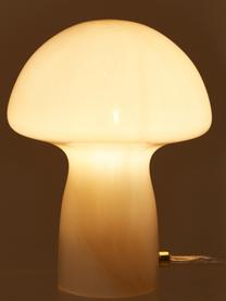 Lámpara de mesa artesanal pequeña Fungo, Lámpara: vidrio, Cable: plástico, Blanco, beige, Ø 16 x Al 20 cm