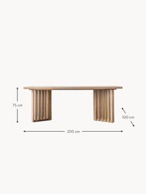 Holz-Esstisch Okayama, 200 x 100 cm, Tischplatte: Mitteldichte Holzfaserpla, Beine: Eichenholz, massiv, Eichenholz, B 200 x T 100 cm