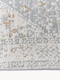 Passatoia in ciniglia fatta a mano Neapel, Retro: 100% cotone Il materiale , Grigio-blu, bianco crema, Larg. 80 x Lung. 300 cm