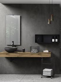 Set lavabo Yoka, 6 pzas., Tablero: fibras de mediana densida, Estantes: metal pintado, Espejo: vidrio, Parte trasera: plástico ABS, Negro, aspecto de madera de roble, Set de diferentes tamaños