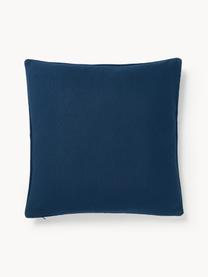 Housse de coussin brodée avec motif cloche Elysia, Bleu foncé, blanc, larg. 50 x long. 50 cm