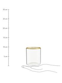 Wassergläser Boro aus Borosilikatglas mit goldfarbenem Rand, 6 Stück , Borosilikatglas, Transparent, Goldfarben, Ø 8 x H 9 cm