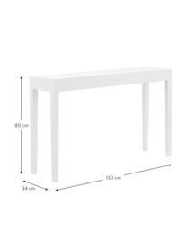 Handgemaakte sidetable Kayson, MDF, Wit, B 130 x D 34 cm