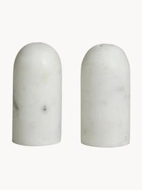 Salière et poivrière en marbre Isop, 2 élém., Marbre, Blanc, marbré, Ø 4 x haut. 8 cm