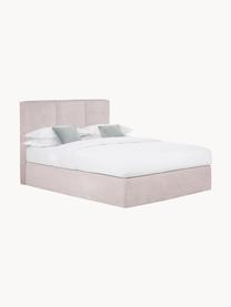 Letto boxspring Oberon, Superficie: nucleo a 5 zone di molle , Piedini: plastica Questo prodotto , Tessuto rosa chiaro, 140 x 200 cm, grado di durezza H2