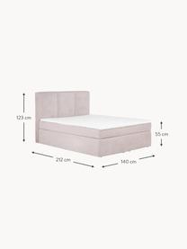 Letto boxspring Oberon, Superficie: nucleo a 5 zone di molle , Piedini: plastica Questo prodotto , Tessuto rosa chiaro, 140 x 200 cm, grado di durezza H2