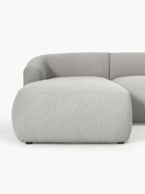 Sofa modułowa Bouclé Sofia, Tapicerka: Bouclé (100% poliester) D, Stelaż: drewno świerkowe, płyta w, Nogi: tworzywo sztuczne Ten pro, Jasnoszary Bouclé, S 404 x G 231 cm, prawostronna