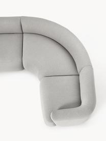 Modulární bouclé sedací souprava Sofia, Světle šedá, Š 404 cm, H 231 cm, pravé rohové provedení