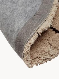 Runder Hochflor-Teppich Davin, handgetuftet, Flor: 100% Polyester-Mikrofaser, Beige, Schwarz, Ø 200 cm  (Größe L)