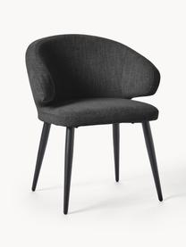 Chaise rembourrée en tissu bouclé Celia, Bouclette noir, noir mat, larg. 61 x prof. 59 cm