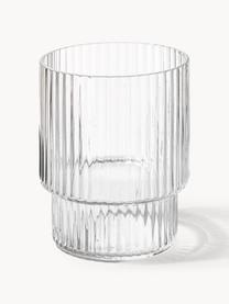 Verres à eau striés soufflés bouche Ripple, 4 élém., Verre, soufflé bouche, Transparent, haute brillance, Ø 7 x haut. 9 cm, 200 ml