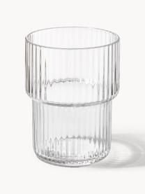 Verres à eau striés soufflés bouche Ripple, 4 élém., Verre, soufflé bouche, Transparent, haute brillance, Ø 7 x haut. 9 cm, 200 ml