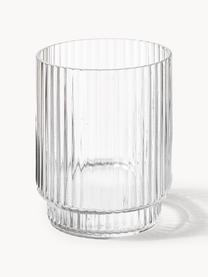 Verres à eau striés soufflés bouche Ripple, 4 élém., Verre, soufflé bouche, Transparent, haute brillance, Ø 7 x haut. 9 cm, 200 ml