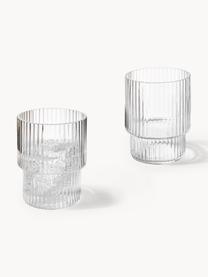 Verres à eau striés soufflés bouche Ripple, 4 élém., Verre, soufflé bouche, Transparent, haute brillance, Ø 7 x haut. 9 cm, 200 ml