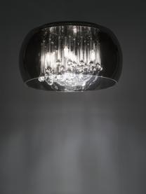 Kristall-Deckenleuchte Pearl aus Glas, Lampenschirm: Glas, Baldachin: Metall, Anthrazit, Ø 40 x H 21 cm