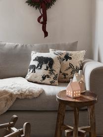 Kussenhoezenset Animal Toile, set van 2, 100% biokatoen, GOTS-gecertificeerd, Lichtbeige, zwart, B 45 x L 45 cm