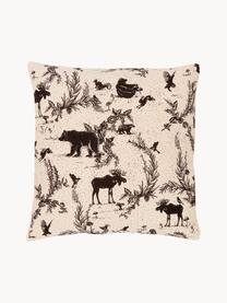 Kissenhüllen Animal Toile, 2er-Set, 100 % Bio-Baumwolle, GOTS-zertifiziert, Hellbeige, Schwarz, B 45 x L 45 cm