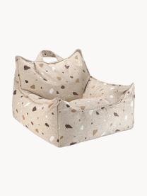 Fauteuil poire en bouclette pour enfants fait main Sugar, Bouclette beige, aspect terrazzo, larg. 70 x haut. 80 cm