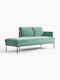 Fluwelen chaise longue Fluente, Bekleding: fluweel (hoogwaardig poly, Frame: massief grenenhout, FSC-g, Poten: gepoedercoat metaal, Fluweel petrol, B 202 x D 85 cm, rugleuning links