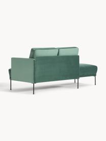 Fluwelen chaise longue Fluente, Bekleding: fluweel (hoogwaardig poly, Frame: massief grenenhout, FSC-g, Poten: gepoedercoat metaal, Fluweel petrol, B 202 x D 85 cm, rugleuning links