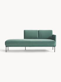 Fluwelen chaise longue Fluente, Bekleding: fluweel (hoogwaardig poly, Frame: massief grenenhout, FSC-g, Poten: gepoedercoat metaal, Fluweel petrol, B 202 x D 85 cm, rugleuning links