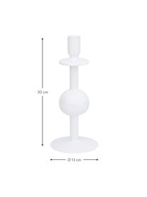 Candelabros de vidrio reciclado Bulb, 2 uds., Vidrio reciclado, Blanco brillante, Ø 13 x H 30 cm